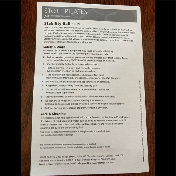 NWOT ball, pump, dvd, exercise poster by Stott Pilates - Picture 12 of 13